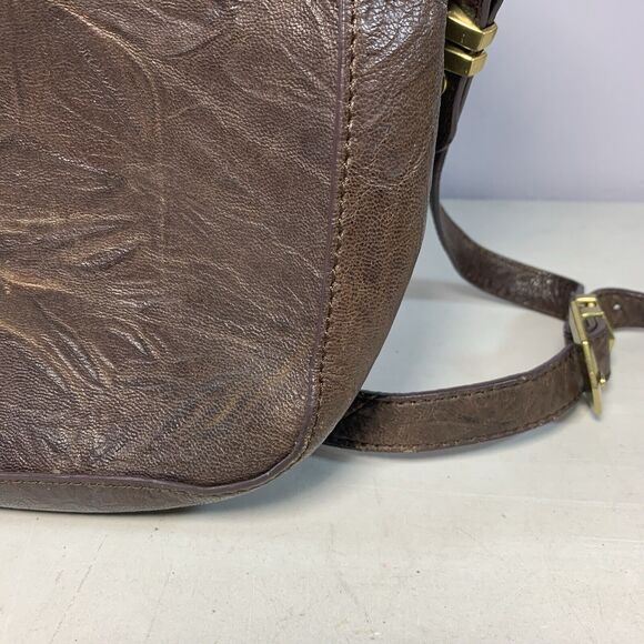 orYANY Brown Leather Pushlock Briefcase Messenger Crossbody Bag - Picture 8 of 16